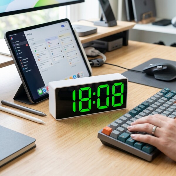 Reloj Digital Led A Pilas o USB Con Calendario y temperatura Verde