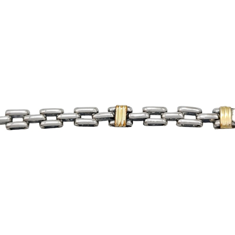 Pulsera Eslabón-Plata y Oro-Sin Piedra-PU5018 Conpiedra