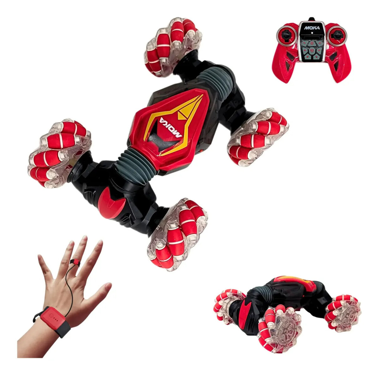 Auto a control remoto Acrobático 360° MOKA, con controlador en la muñeca - Rojo 