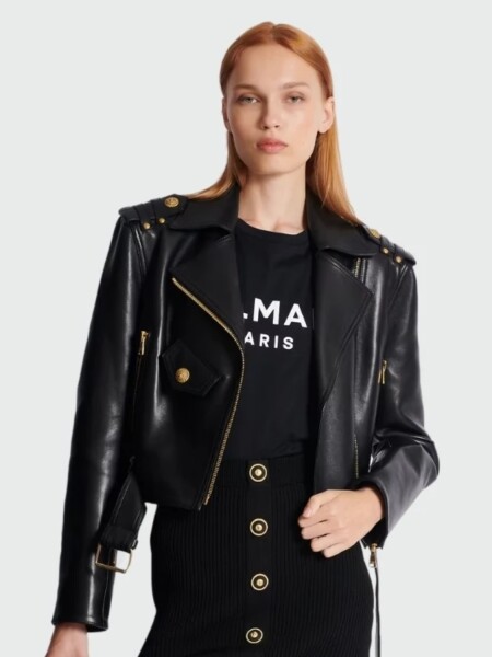 Balmain -Remera de algodón con estampado Balmain Paris Negro