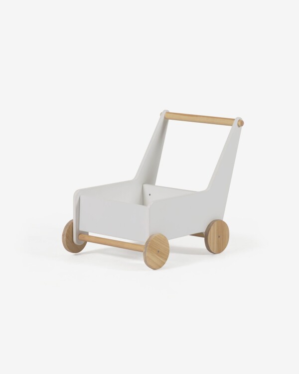 Carrito Carmelita de madera maciza de pino natural y MDF blanco FSC MIX Credit Carrito Carmelita de madera maciza de pino natural y MDF blanco FSC MIX Credit