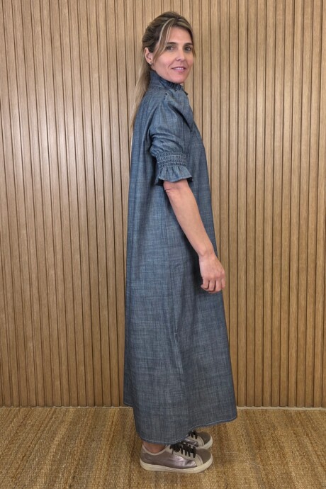 Vestido Maldivas Lino Azul Melange