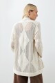 Ruana con flecos beige claro