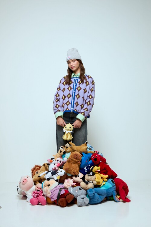 Cardigan geométrico violeta