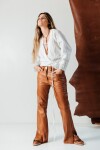 Leather jeans Camel
