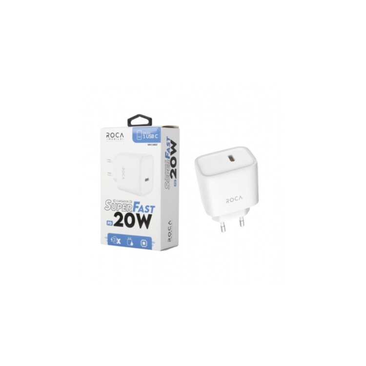 CARGADOR ROCA 20W SUPERFAST 1 USB C BLANCO