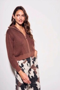 Campera Tejida Algodon Chocolate