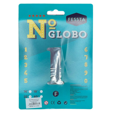 Globo Fessta Número 40 Pulgadas Plateado UNO