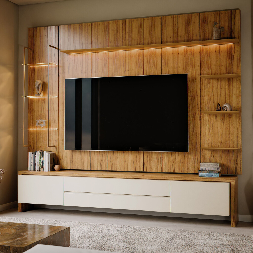 Rack de TV NORD 2.2 - Linea Manhattan Off White / Cinamomo
