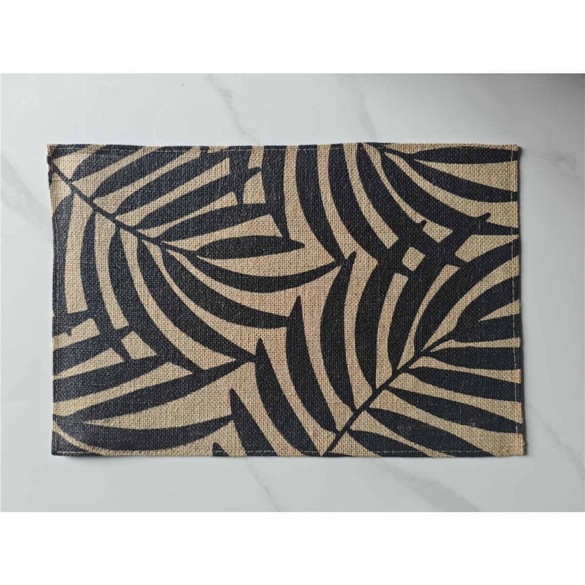 INDIVIDIUAL YUTE HOJAS 45x30CM NATURAL/NEGRO 