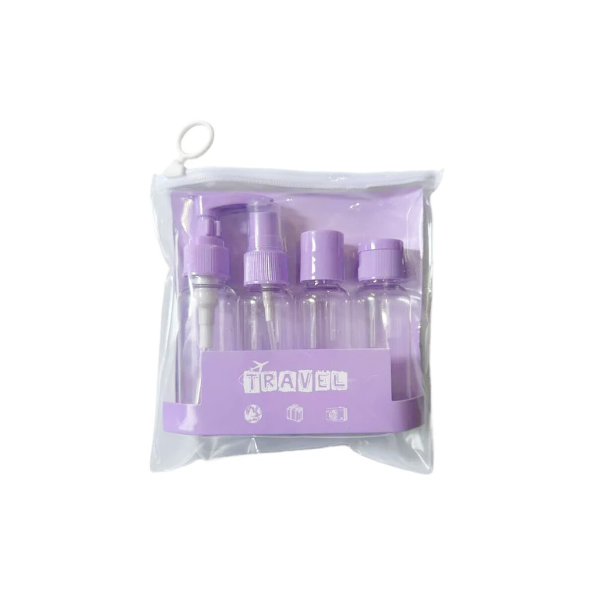 Set de frasquitos para viaje x6 accesorios en estuche - Lila 
