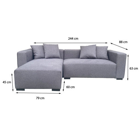 Sofá Nashville Gris - Chaise derecho
