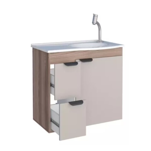 Mueble de baño suspendido Margarita Beige 60 cm con bacha de resina Mueble De Baño Suspendido Margarita Beige 60 Cm Con Bacha De Resina