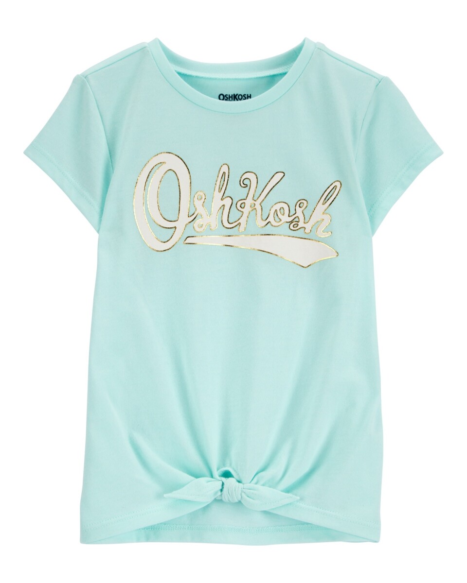 Remera de algodón, anudada y con logo 