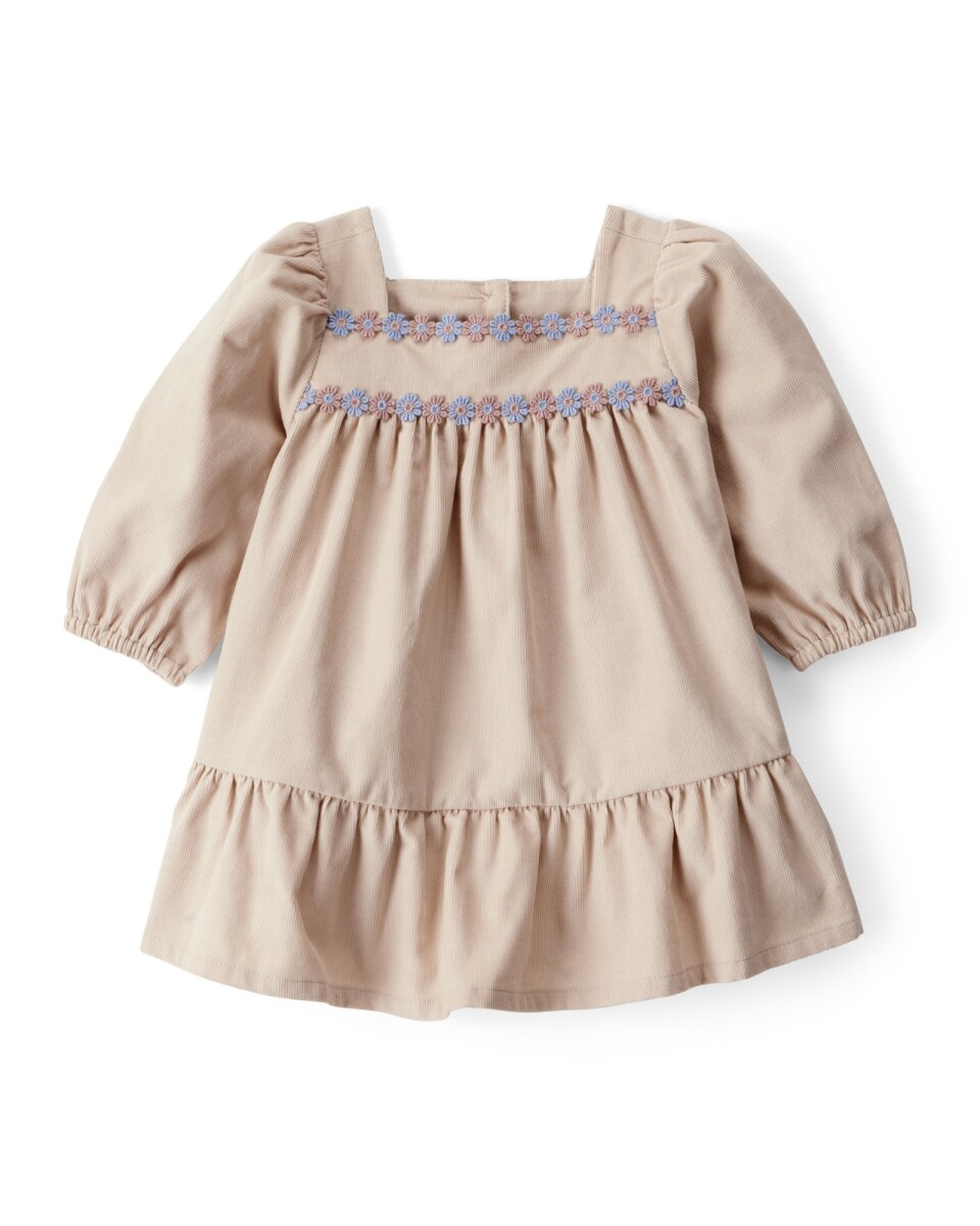 Vestido de pana, con bordado floral 