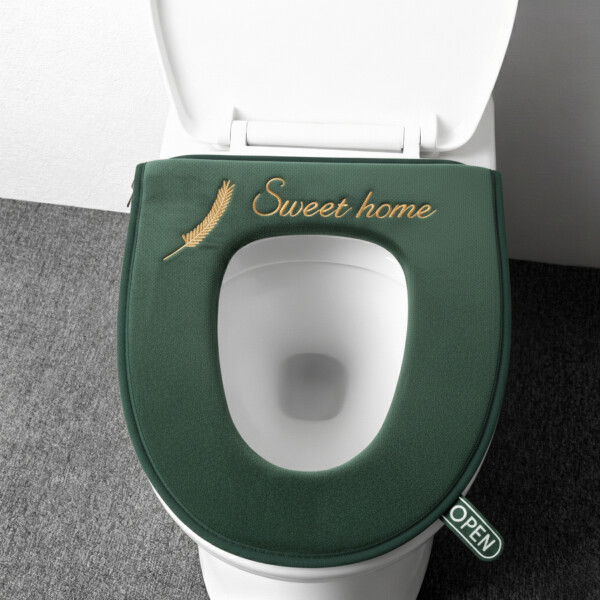 Funda con Cierre Tela Acolchonada para Tapa de Water Inodoro Color Verde