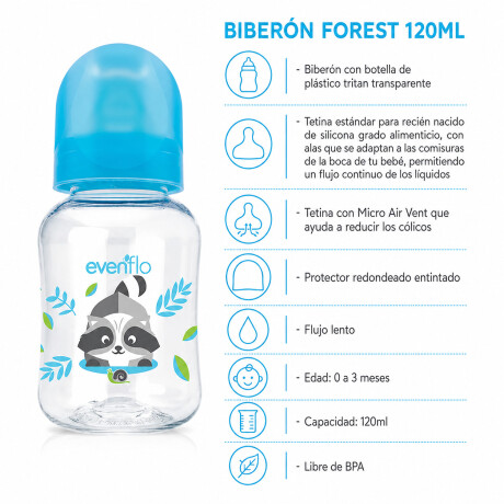 Mamadera Evenflo Forest Bebés 0-3M 120Ml Tetina Flujo Lento Celeste