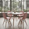 Juego de comedor Con Mesa Circular de 80cm + 4 Sillas Eames Rosa/Blanco