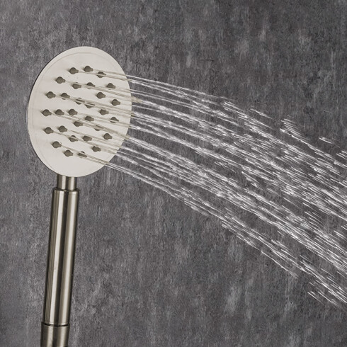 DUCHA EXTERNA CON TELEFONO Y FLEXIBLE SATINADO CEPILLADO GRIS-BRUSHED NICKEL