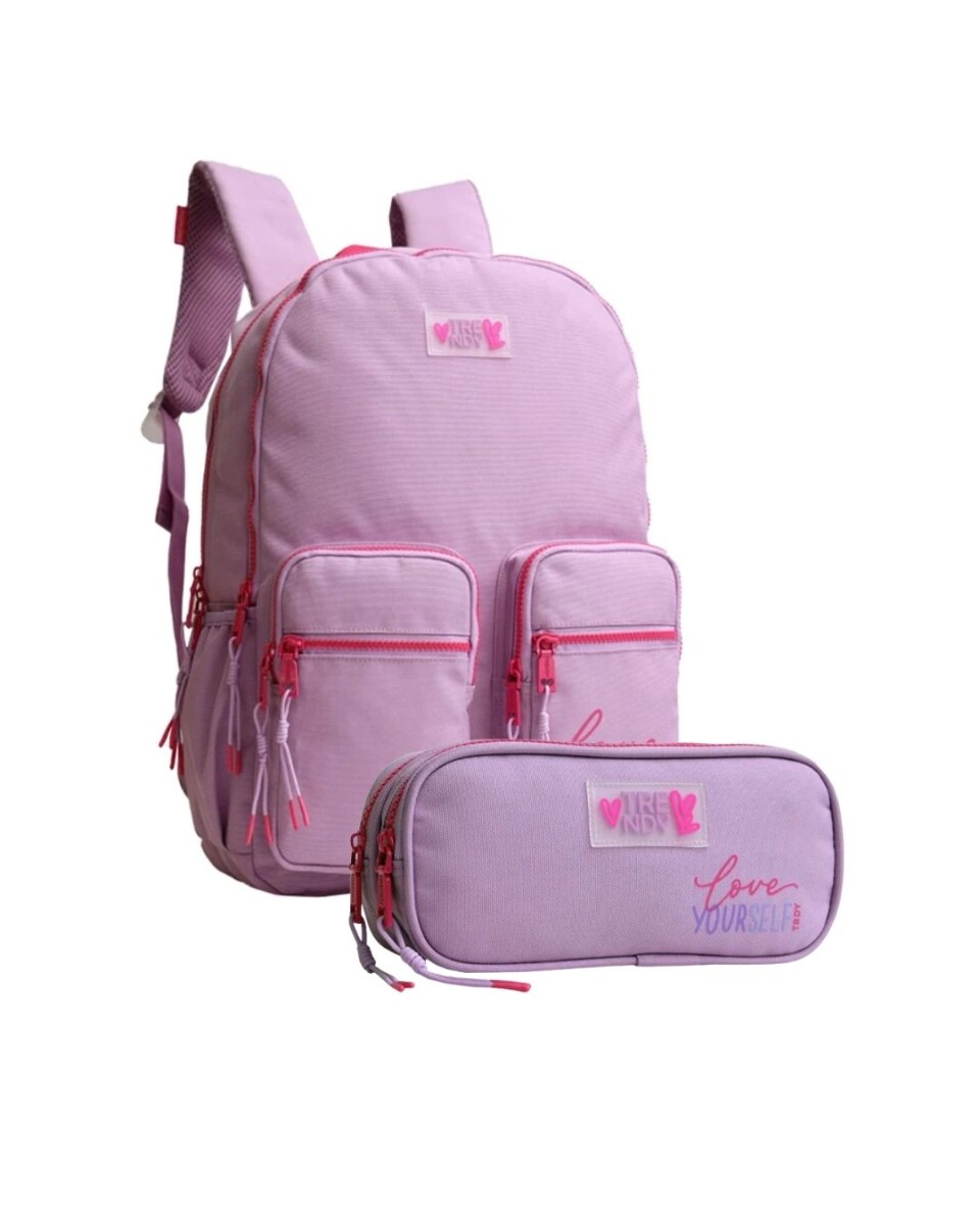 Mochila 2 bol + cartuchera - Lila 