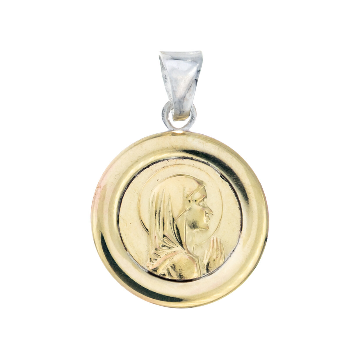 Medalla de plata 925 y double de oro 18 ktes Virgen Niña 