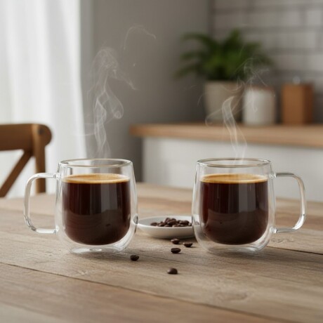 Set x2 tazas doble pared 250ml TRANSPARENTE