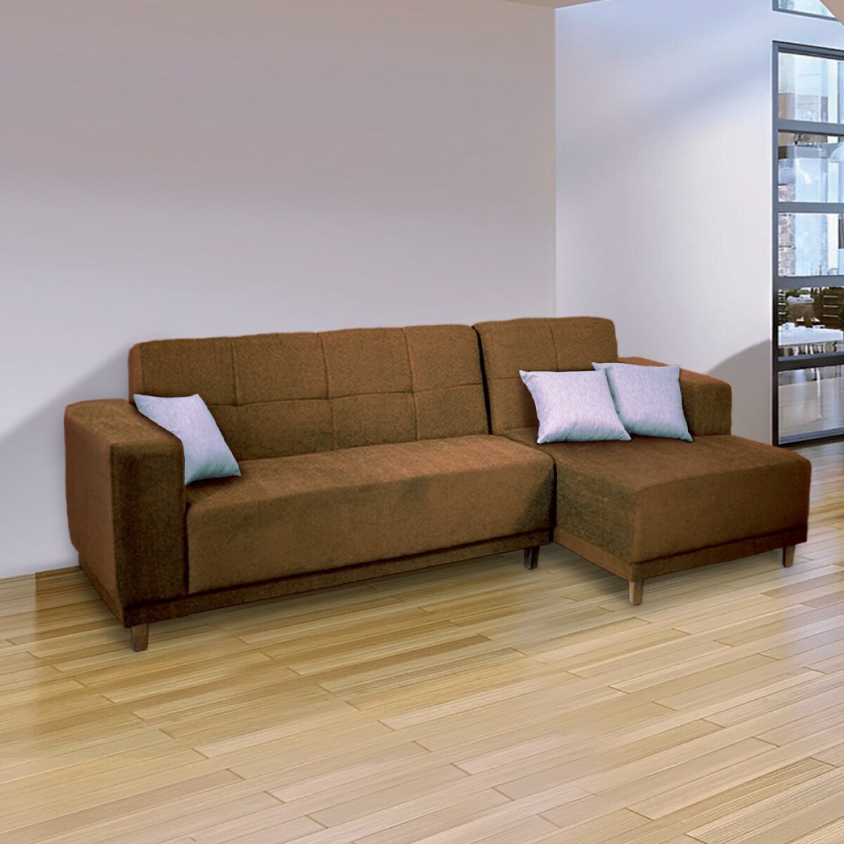 Sofa Comfort Nogal Esquinero 3 Lugares 