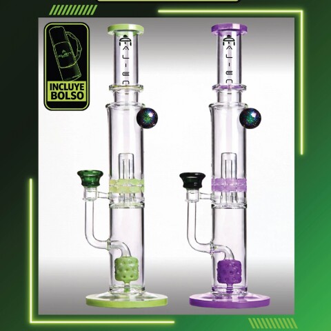 BONG ALIEN DOBLE PERC OIL RIG 46CM CON BANGER 4MM - AL13 BONG ALIEN DOBLE PERC OIL RIG 46CM CON BANGER 4MM - AL13
