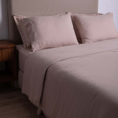 JUEGO DE SABANAS QUEEN POLIESTER MARRON PREWASHED TOSTADO