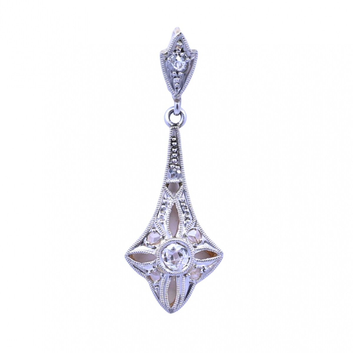 Colgante oro 18k antiguo con brillantes y diamantes. 