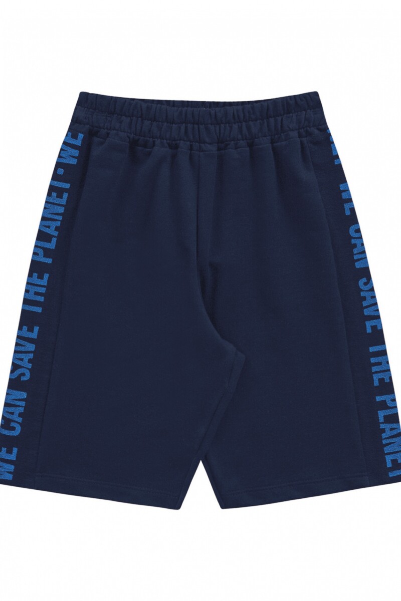 Bermuda en algodon afelpado ligero para niños AZUL MARINO