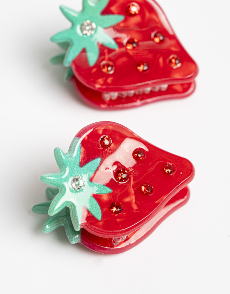 Broches Sets Strass Set De Mini Broches Frutillas - Rojo Medio
