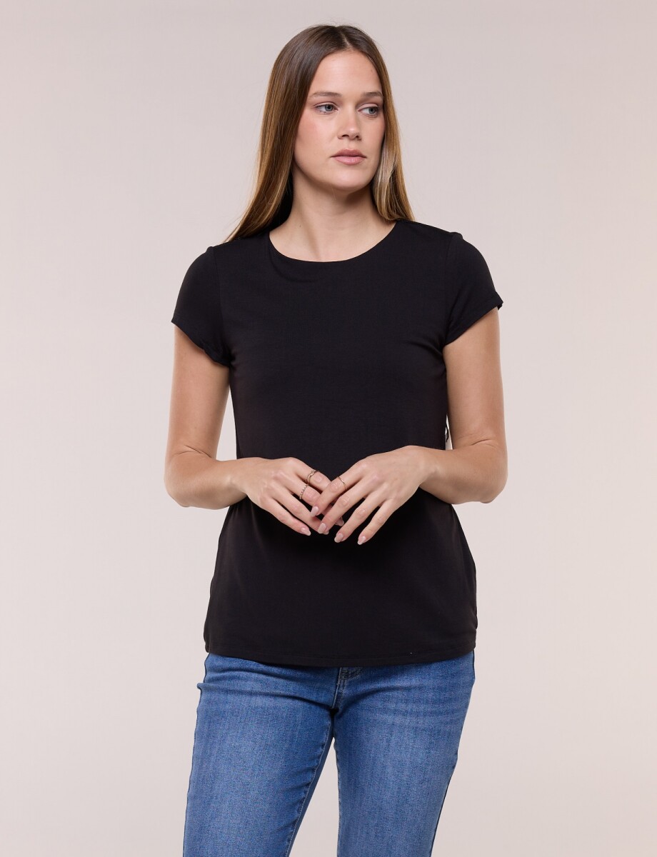 Remera Basica Manga Corta - Negro 