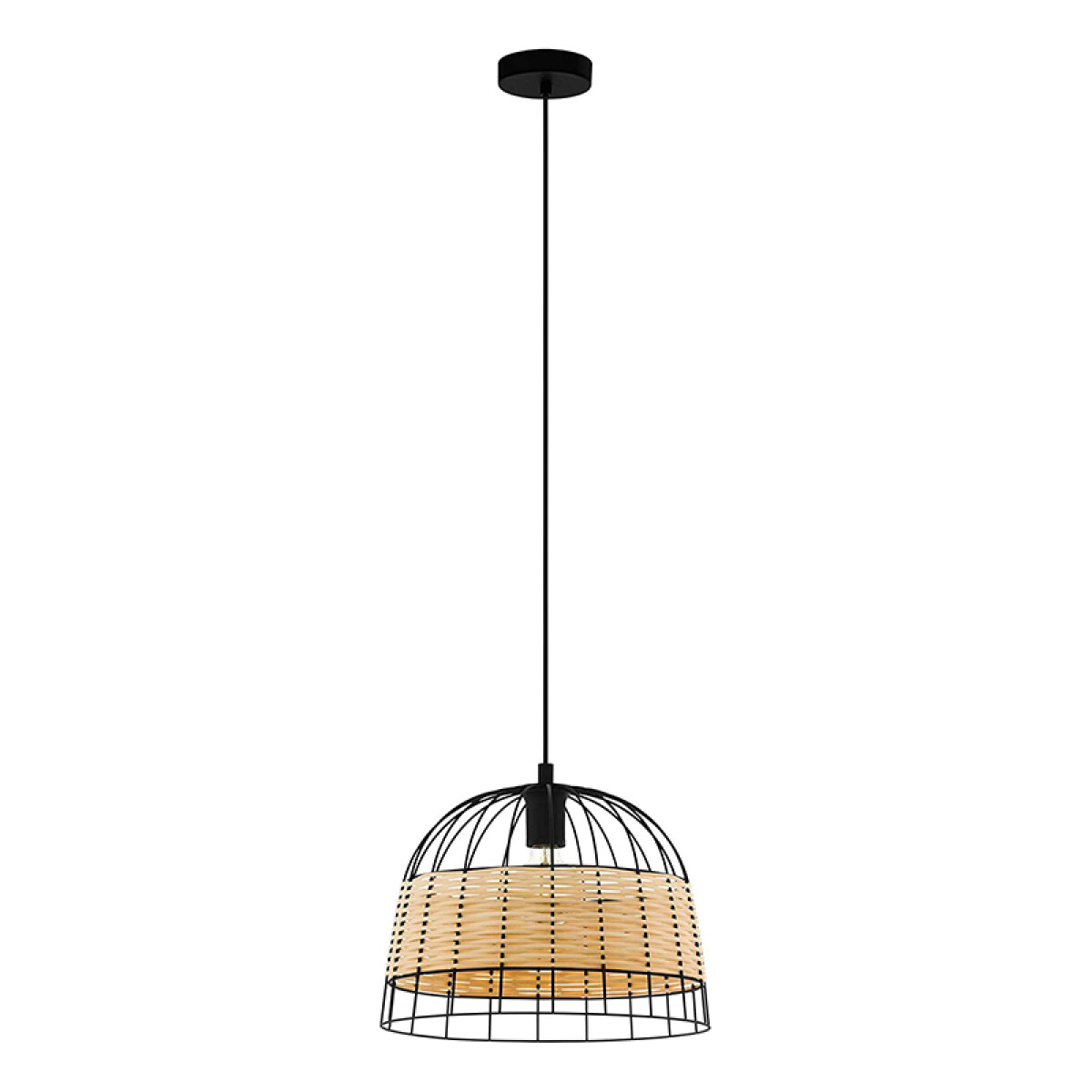 Colgante reja negro/ratán 1XE27 Ø370X1100MM ANWICK - EG3313 