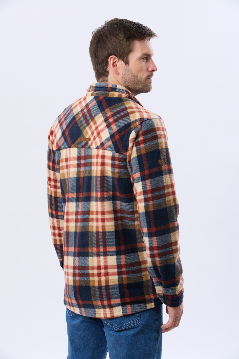 CAMPERA POLAR A CUADROS Azul
