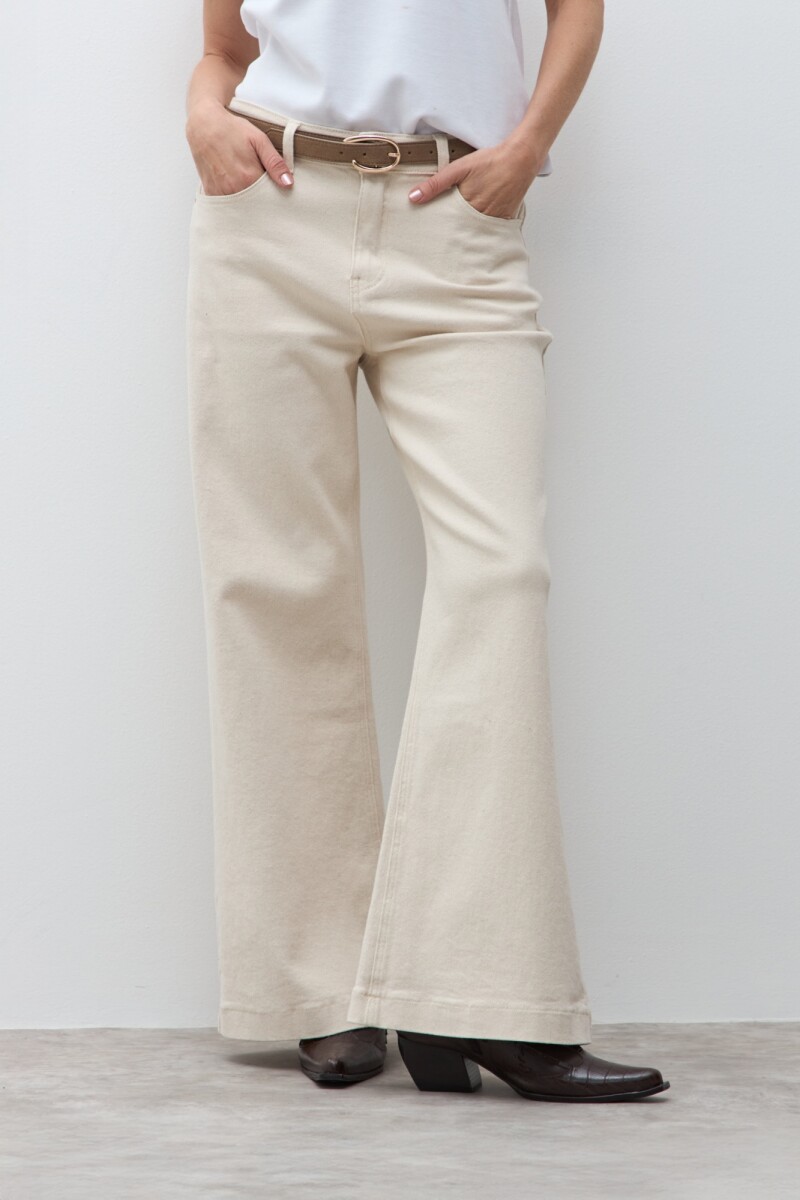 Jean wide leg Aria beige claro
