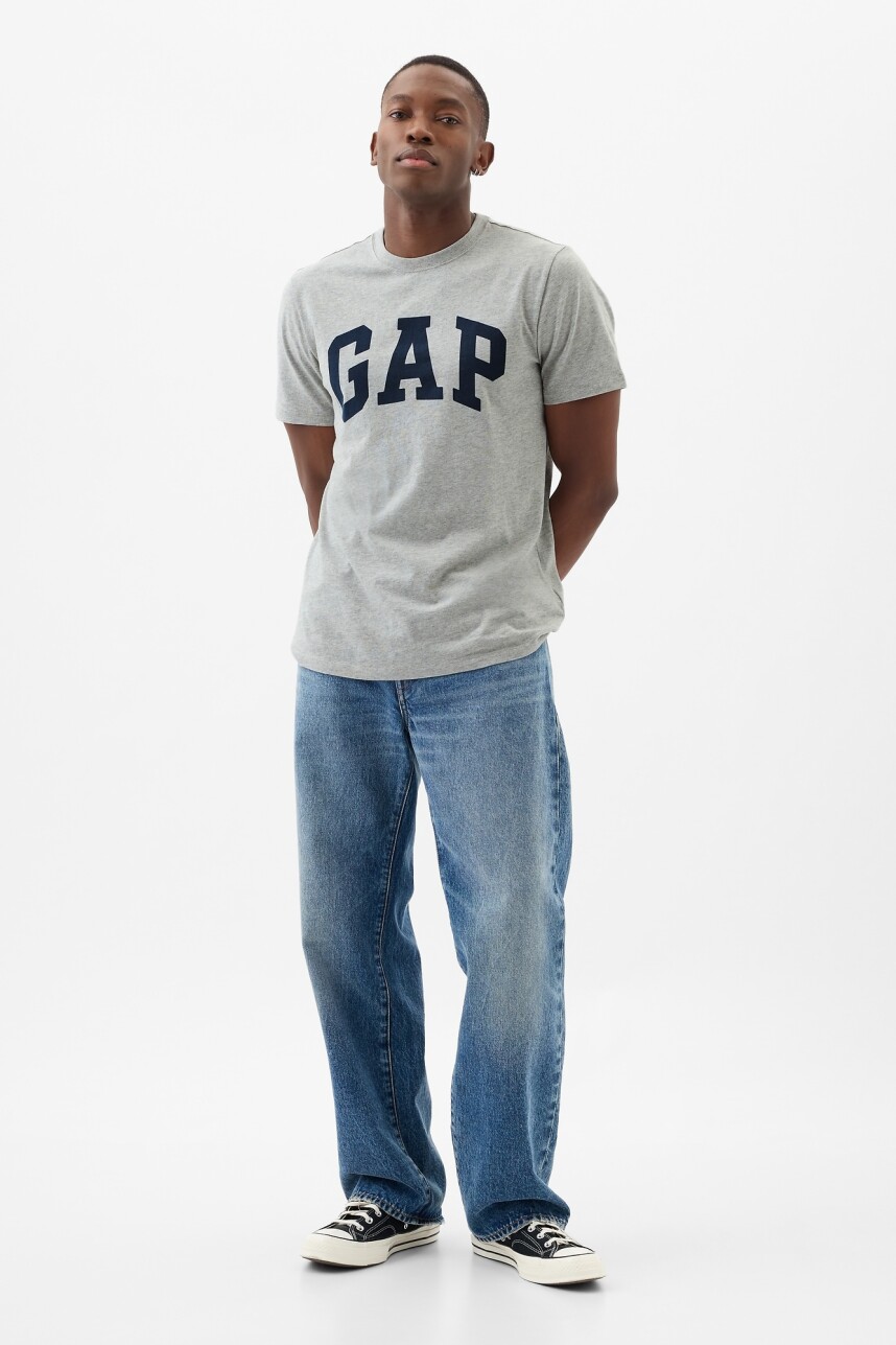 Remera Logo Gap Manga Corta Hombre Heather Grey