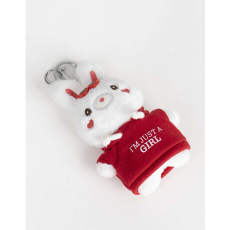 Llavero Y Charm De Peluche De Conejito Blanco Crudo