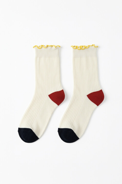 Medias color block wavy crudo