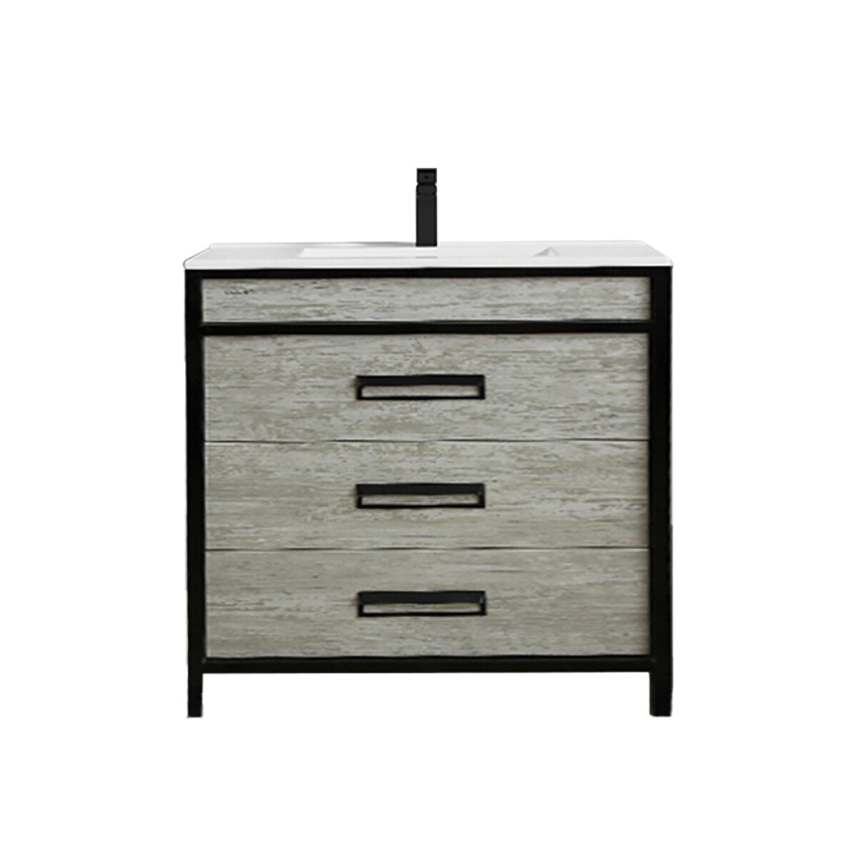 Mueble De Baño Vanity Marrón Con Bacha Blanca 