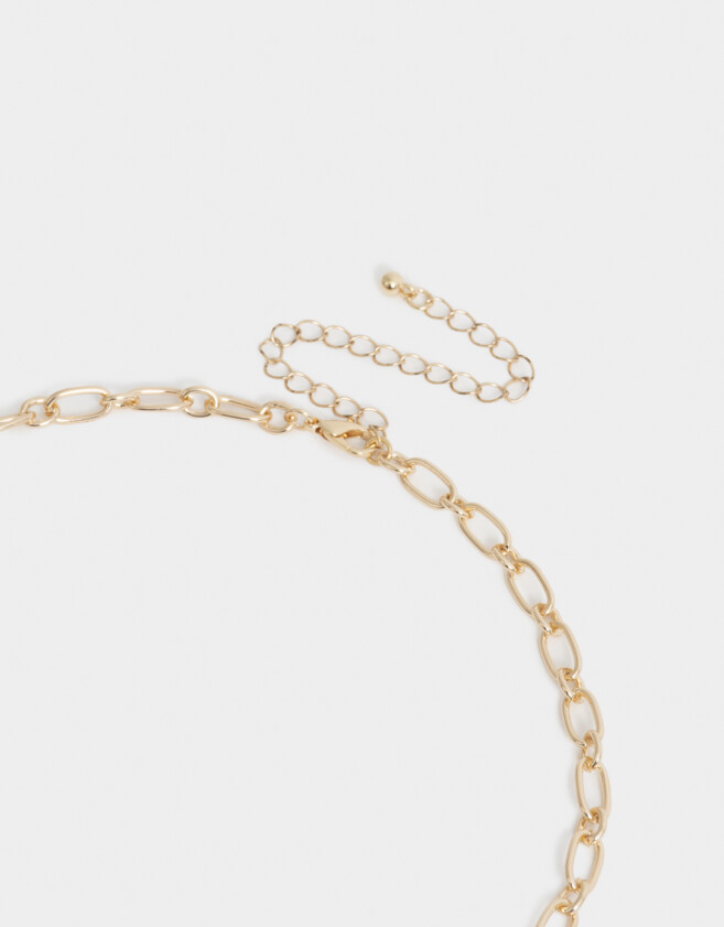 Cadena Corta con Dije Con flores Collar Corto Con Flores - Dorado