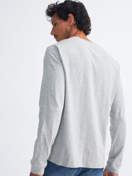 Remera manga larga con botones Gris Claro Melange