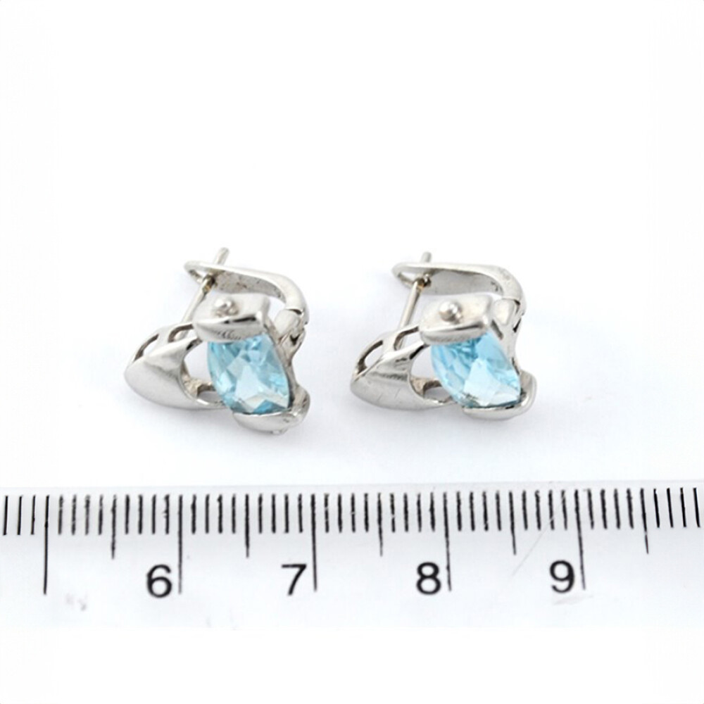 Caravanas Oro Blanco 18K Con Topacio Caravanas Oro Blanco 18K Con Topacio