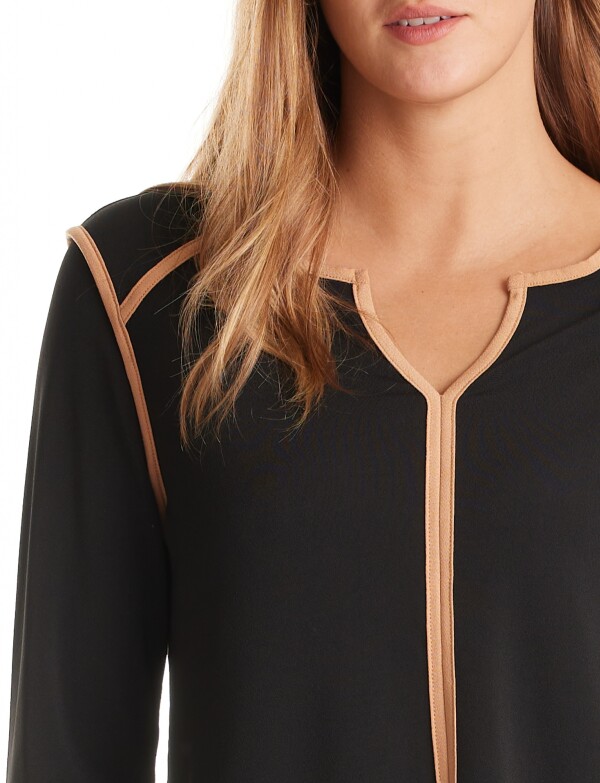 Blusa Ribete Contraste NEGRO/TOSTADO