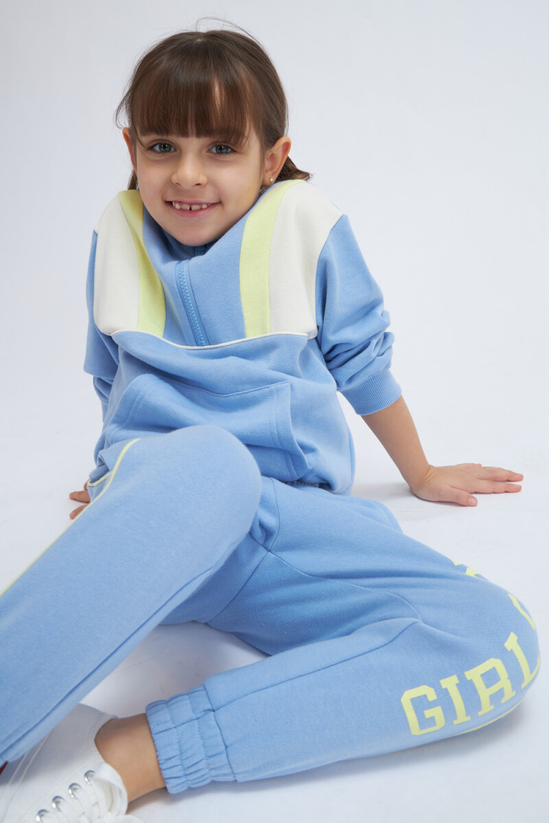 Pantalón deportivo con felpa Club- Celeste