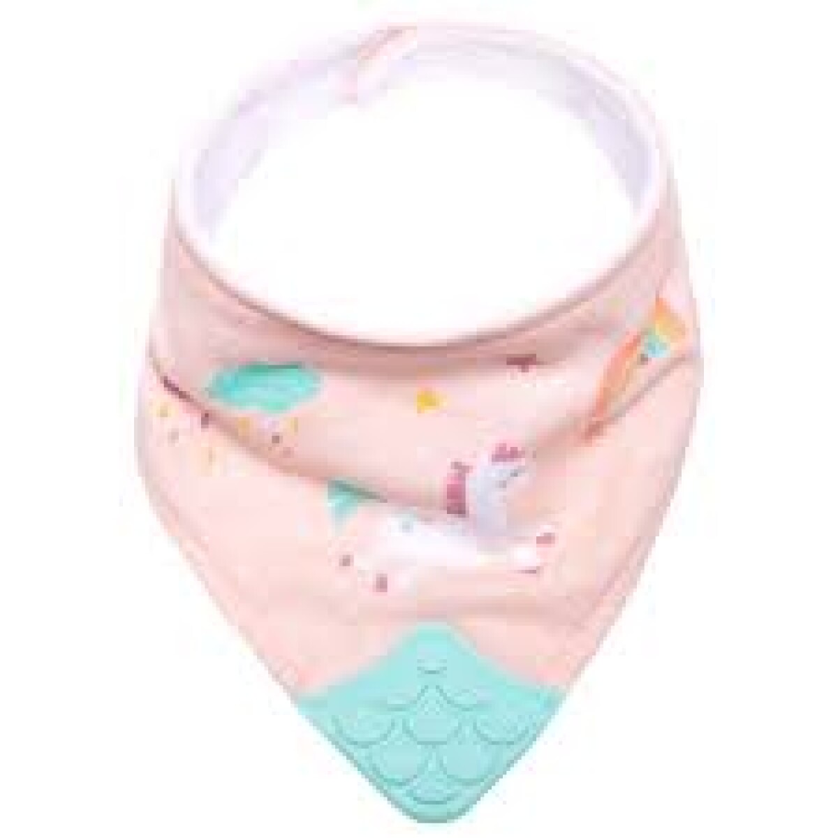 Babero bandana con mordillo BUBA - unicornio pastel 