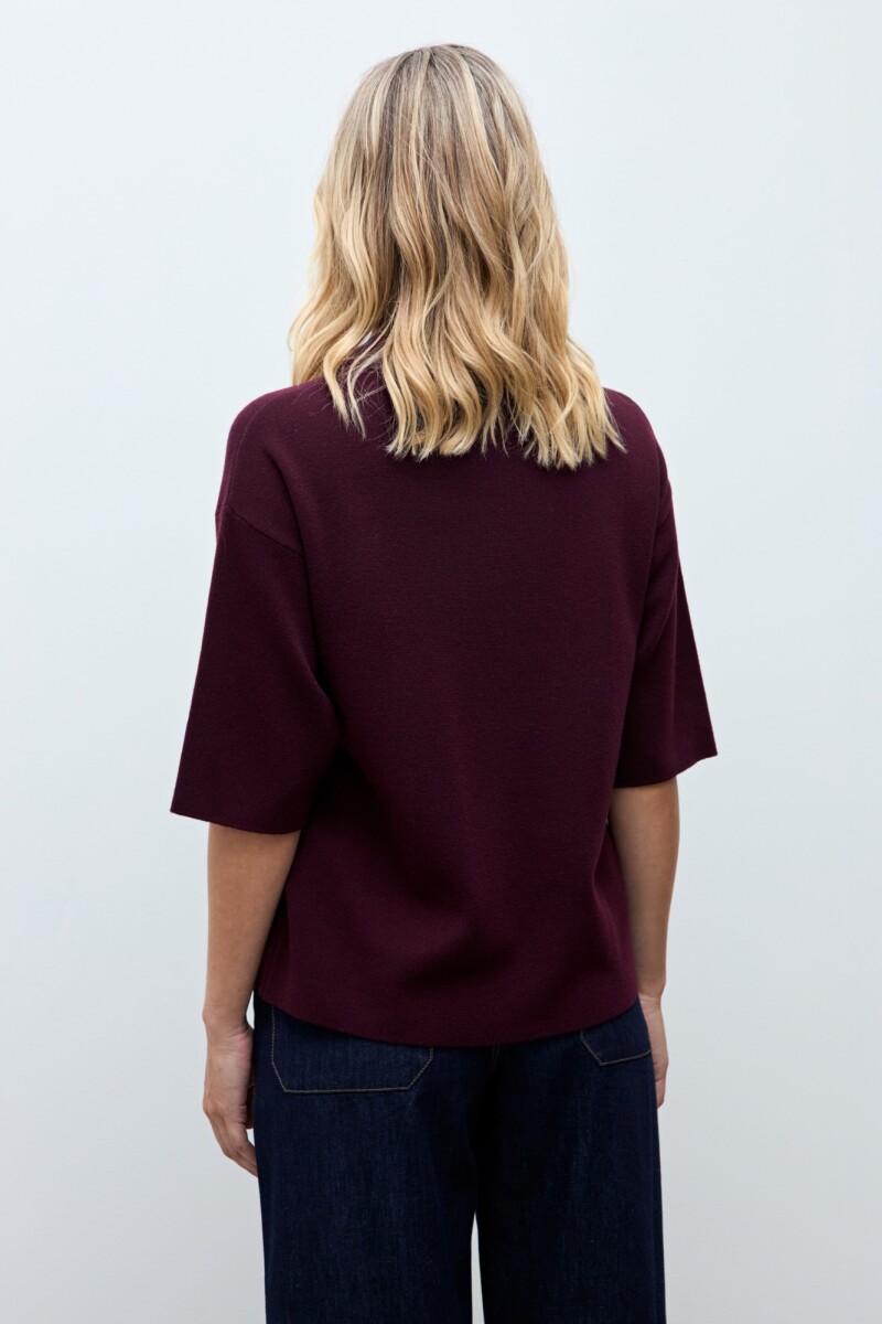 Sweater manga 3/4 ciruela