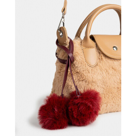 Bandolera Peluche Con Charm Marron Beige