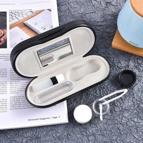 Estuche rigido para lentes de armazon y contacto Negro