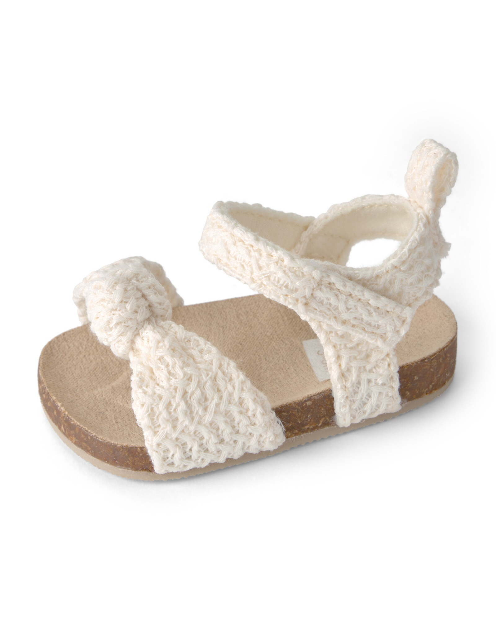 Sandalias crochet con velcro, en color crema Sin color